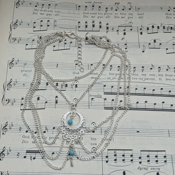 Elegant Silver and Turquoise Layered Ankle Bracelet - Picture 2 of 7